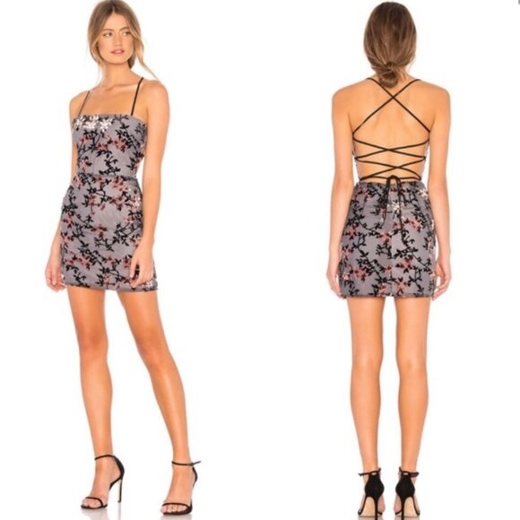 NWT Lovers + Friends Divina Velvet Pink Blossom Mini Dress - Picture 1 of 5